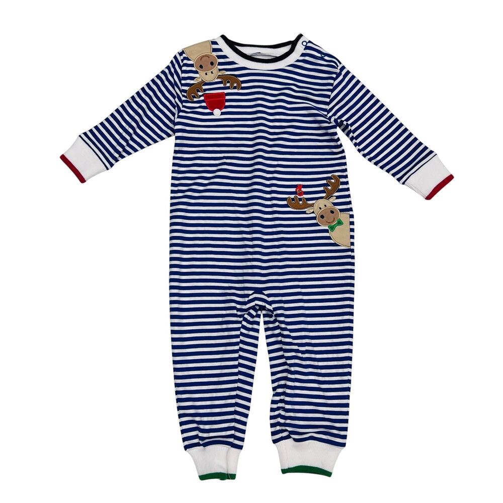 NWT Florence Eiseman 24M Stripe Longall with Christmas Moose